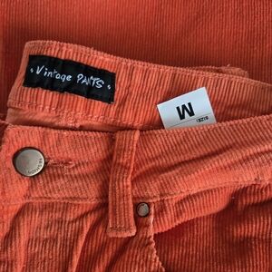 Vintage PANTS Vibrant Orange Corduroy Straight Leg Trousers Gently Used